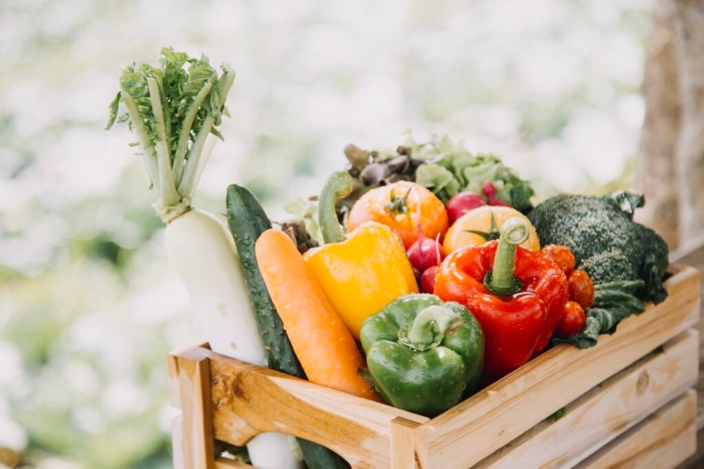 fresh vegetables in a box