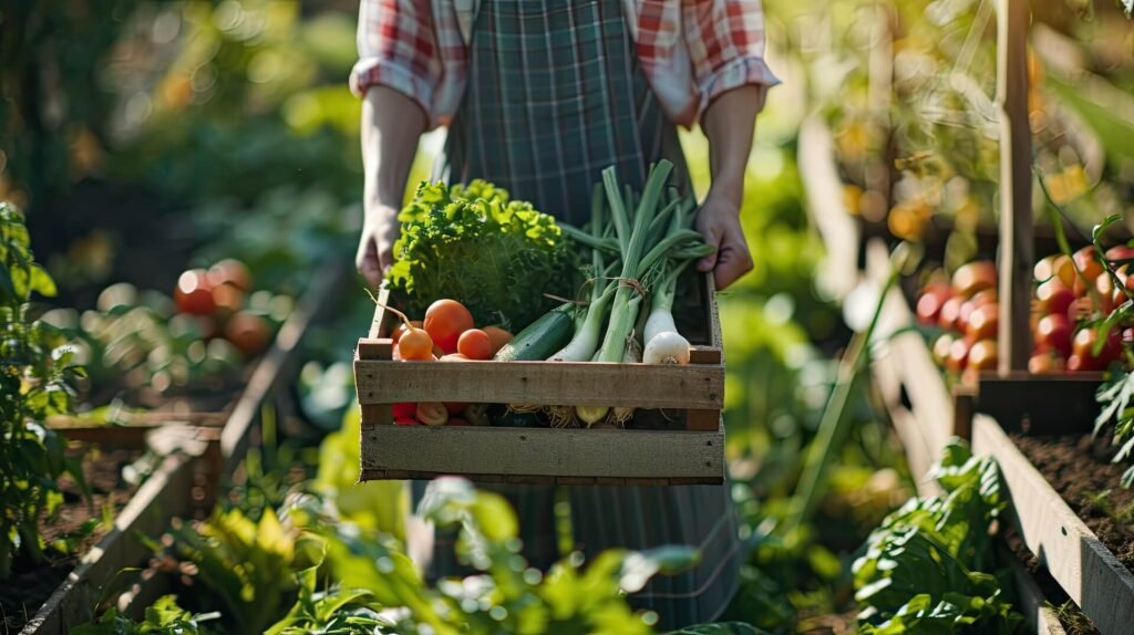 1920 ai generated freshly harvested vegetables in wooden crate in garden 1